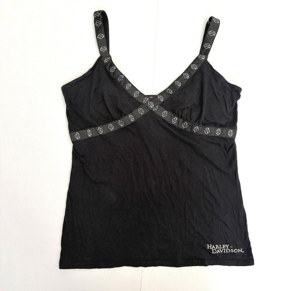 Harley-Davidson Tank Top Logo Trim V-Neck Black 1X